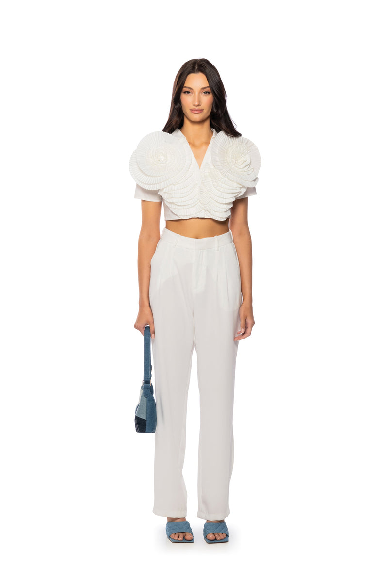MYRA TEXTURED COLLARED TOP