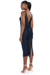 NADINE LOW BACK FRINGE MIDI DRESS