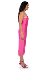 NADINE LOW BACK FRINGE MIDI DRESS