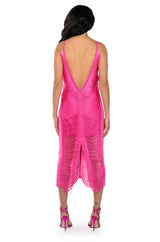 NADINE LOW BACK FRINGE MIDI DRESS