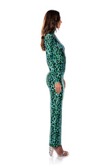 NALA ANIMAL PRINT LONG SLEEVE BODYCON MAXI DRESS