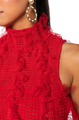 NAOMI MESH SLEEVELESS MOCKNECK TOP