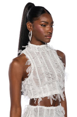 NAOMI MESH SLEEVELESS MOCKNECK TOP