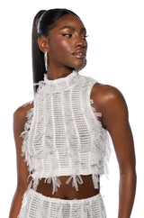 NAOMI MESH SLEEVELESS MOCKNECK TOP