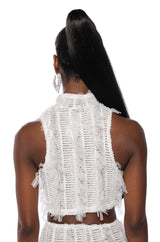 NAOMI MESH SLEEVELESS MOCKNECK TOP