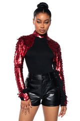 NASTASIA SCALE SHOULDER DETAIL TOP