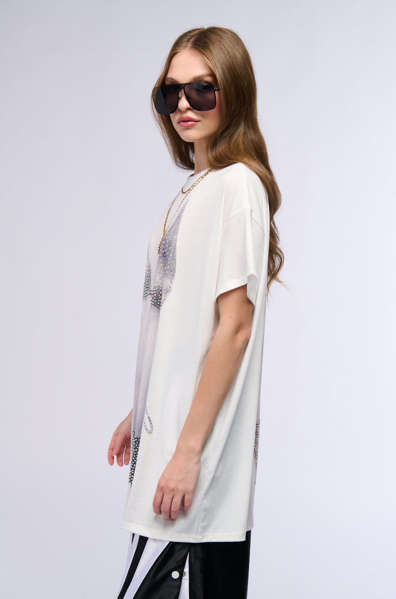 NDA EMBELLISHED BIKINI GRAPHIC T SHIRT DRESS