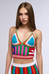 NEAR THE REEF CROCHET CROPPED HALTER TANK