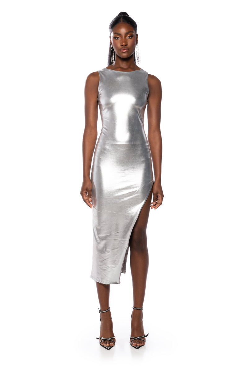 NEBULA METALLIC MIDI DRESS