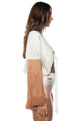 NEED A FLIGHT FRINGE CROP CARDIGAN