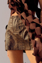NEED YOU TONIGHT DISTRESSED FAUX LEATHER MINI SKIRT