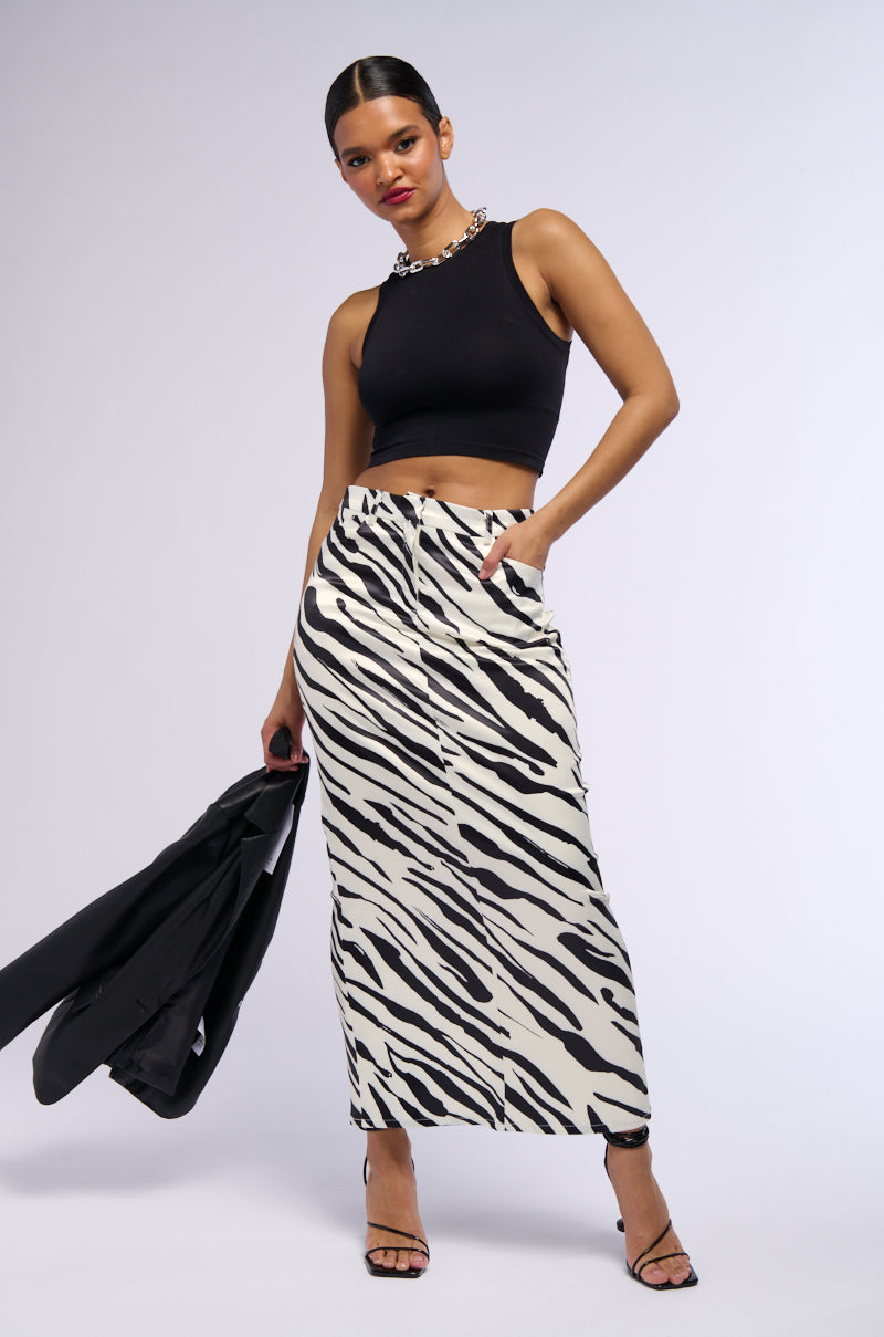 NERA SATIN PRINTED MAXI SKIRT