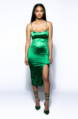 NEVER AROUND SLIT MIDI DRESS