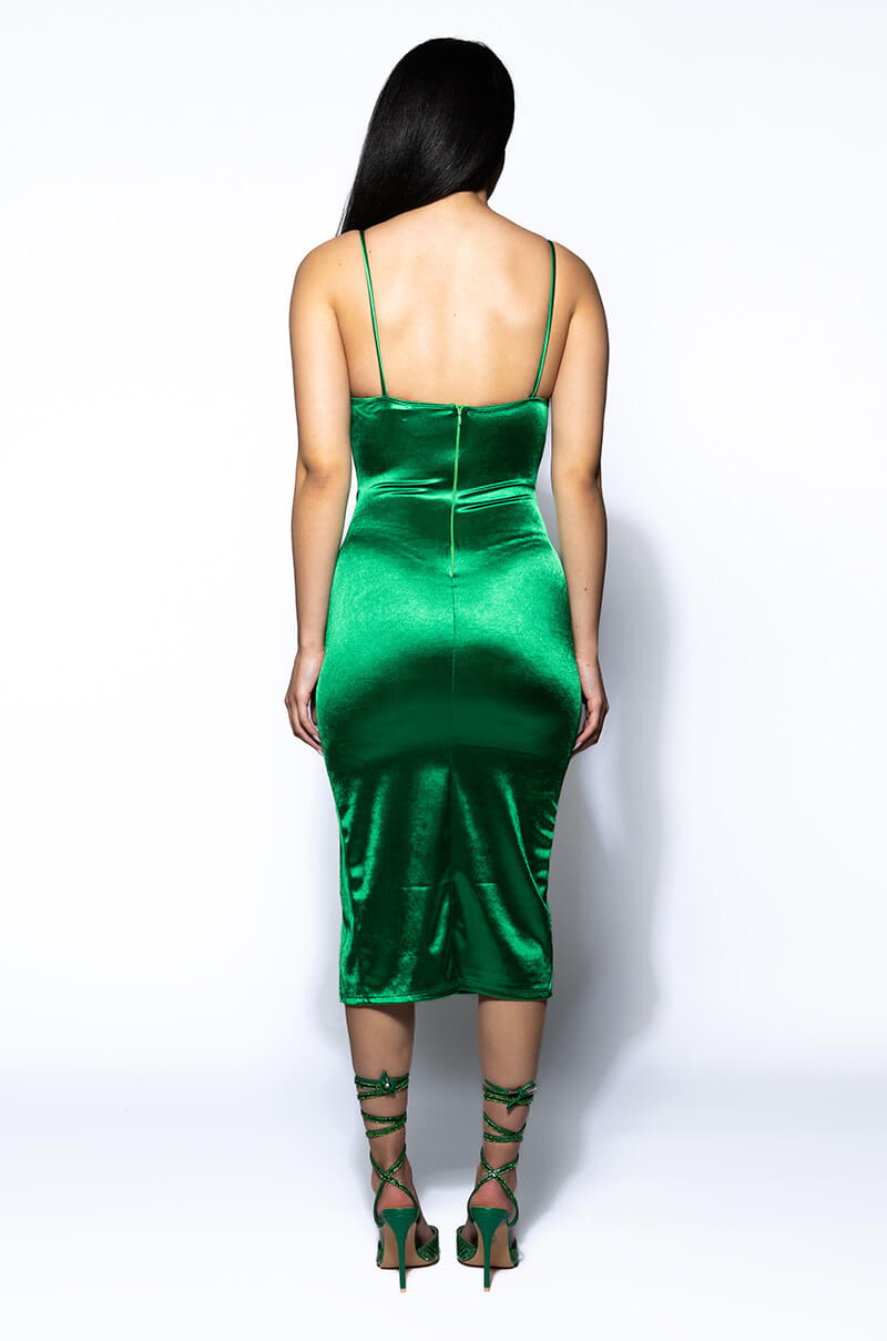 NEVER AROUND SLIT MIDI DRESS
