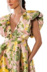 NEVER BETTER FLOUNCE SHOULDER MINI DRESS