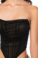 NEVER CONTROVERSIAL STRUCTURED MESH CORSET TOP