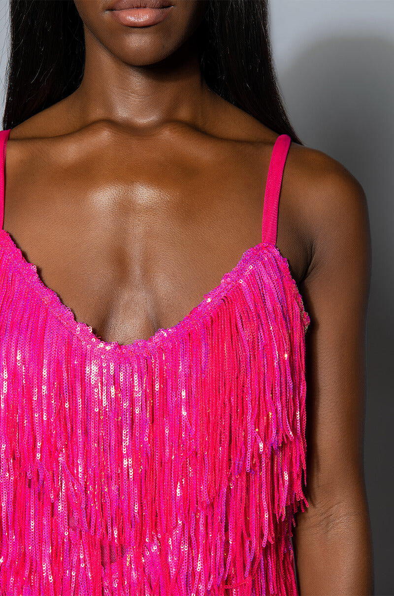 NEVER ENDING NIGHTS SPARKLE MINI DRESS IN PINK