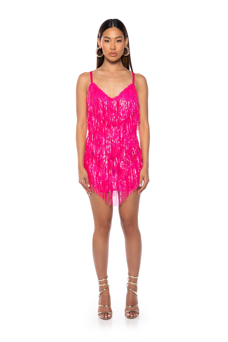 NEVER ENDING NIGHTS SPARKLE MINI DRESS IN PINK