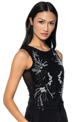 NEVER LETTING GO FEATHER DETAIL SLEEVELESS TANK