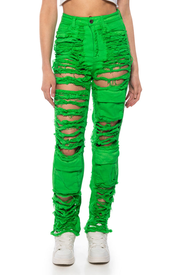 NEVER STRESSED DISTRESSED RELAXED FIT JEANS