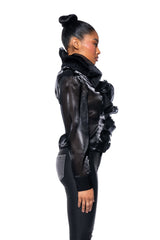 NEW CALISTA STATEMENT RUFFLE BUTTON DOWN BLOUSE