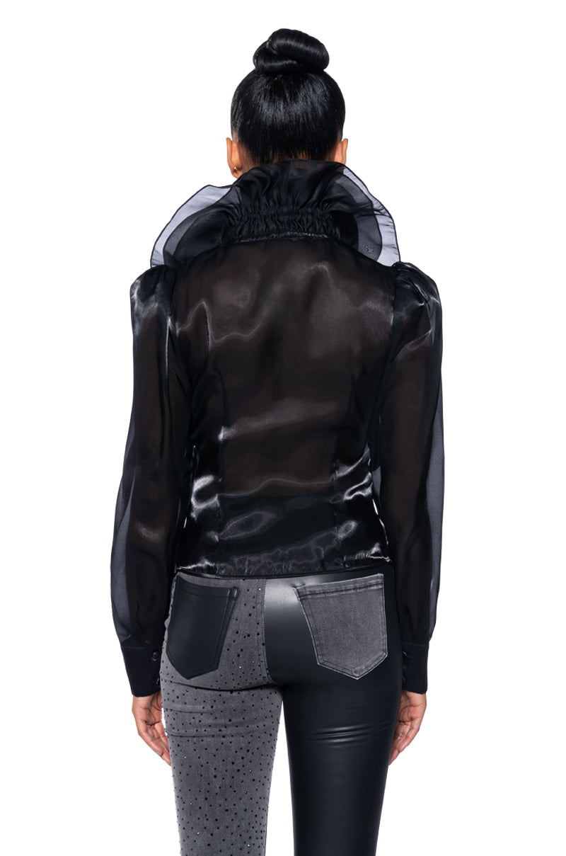 NEW CALISTA STATEMENT RUFFLE BUTTON DOWN BLOUSE