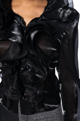 NEW CALISTA STATEMENT RUFFLE BUTTON DOWN BLOUSE