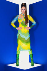 NEW LOOK MIDI MESH DRESS WITH CUT OUTS