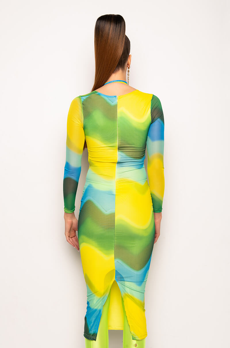 NEW LOOK MIDI MESH DRESS WITH CUT OUTS