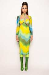 NEW LOOK MIDI MESH DRESS WITH CUT OUTS