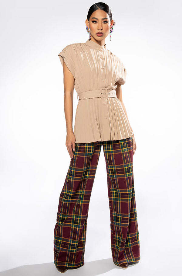 NIKKI PLEATED BUTTON BLOUSE