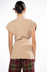 NIKKI PLEATED BUTTON BLOUSE