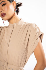 NIKKI PLEATED BUTTON BLOUSE