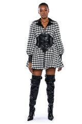 NEW ON THE BLOCK HOUNDSTOOTH MINI DRESS