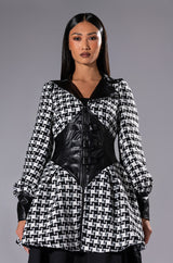 NEW ON THE BLOCK HOUNDSTOOTH MINI DRESS