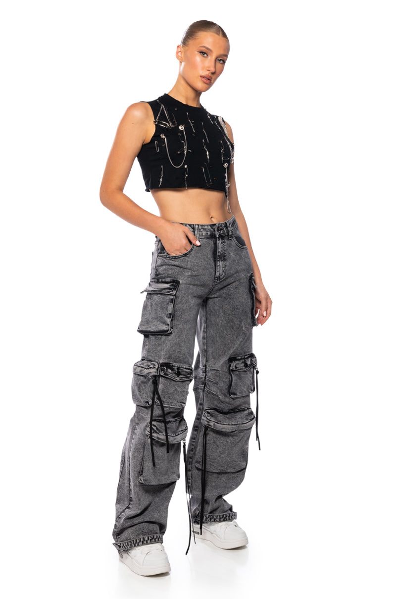 NEW PUNK EMBELLISHED TANK TOP