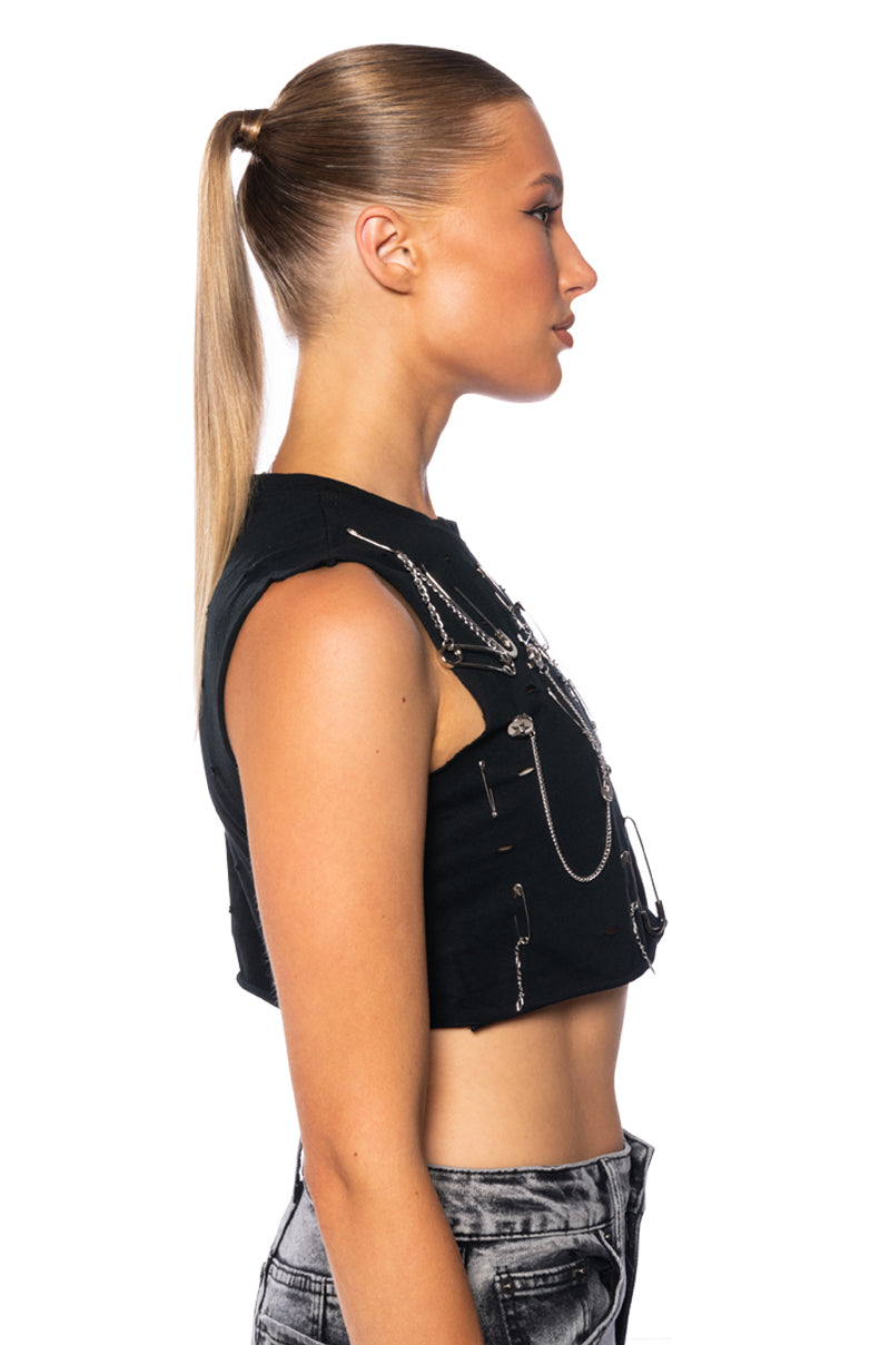 NEW PUNK EMBELLISHED TANK TOP