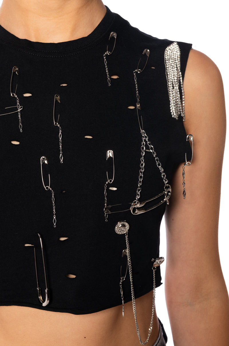 NEW PUNK EMBELLISHED TANK TOP