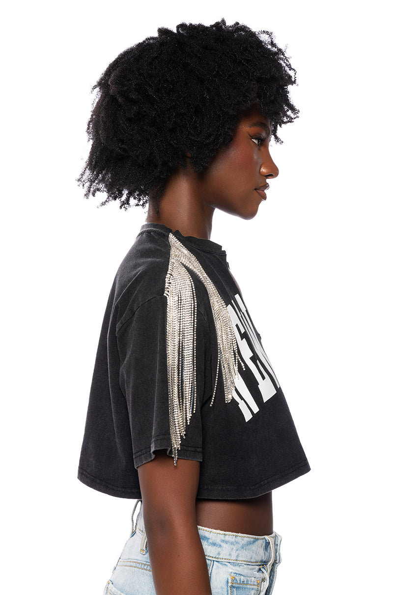 NEW RULES RHINESTONE DETAIL OVERSIZED TSHIRT