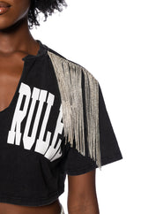 NEW RULES RHINESTONE DETAIL OVERSIZED TSHIRT