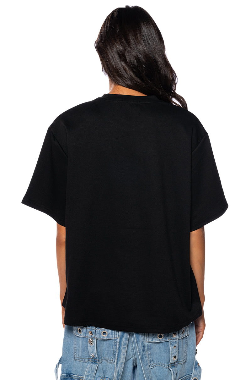 NEW WORLD SYSTEM EMBELLISHED GRAPHIC TEE