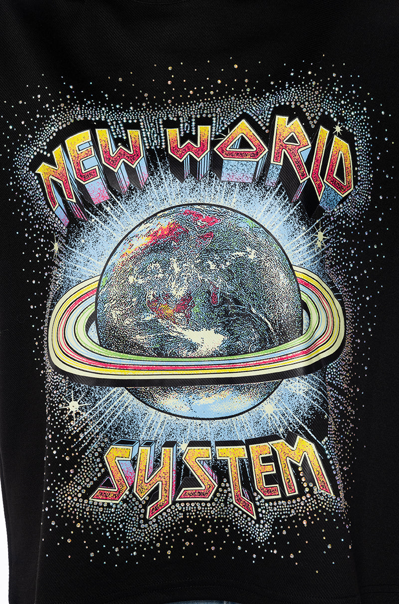 NEW WORLD SYSTEM EMBELLISHED GRAPHIC TEE