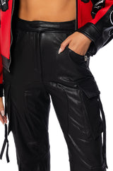 NEXT PLEASE CARGO FAUX LEATHER PANT
