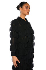 NEXT TIME TEXTURED BUTTON DOWN BLOUSE