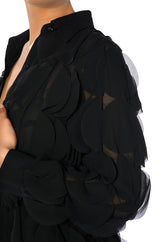 NEXT TIME TEXTURED BUTTON DOWN BLOUSE