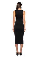 NICOLETTE SLEEVELESS MOCK NECK MIDI DRESS IN BLACK