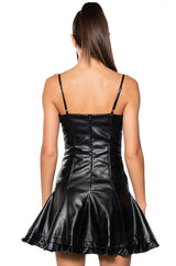 NIGHT OUT LACE UP FAUX LEATHER MINI DRESS