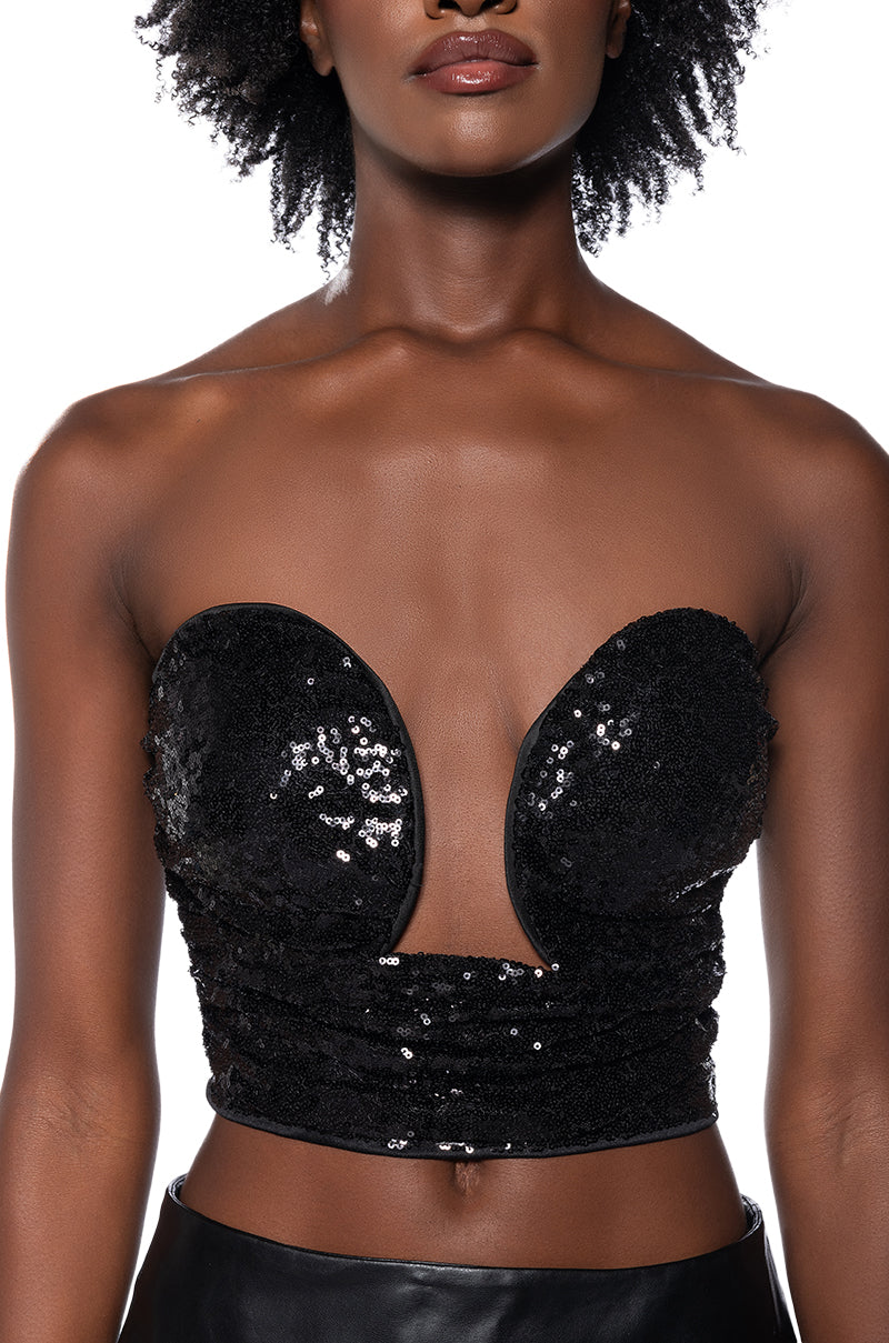 NIGHT OUT SEQUIN CORSET TOP