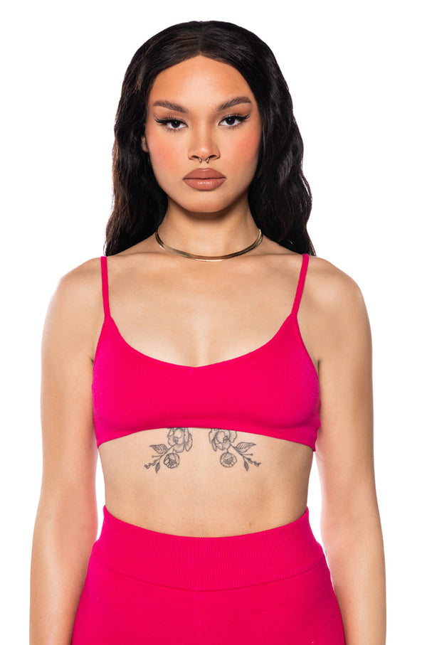 NIGHTS ALONE COZY KNIT BRALETTE TOP