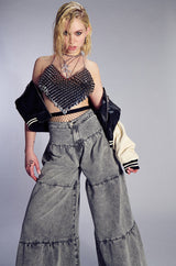 NIKIA TIERED WIDE LEG DENIM JEAN